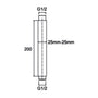 Dimension drawing of the brass ceiling shower arm, 200 mm