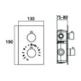 Dimension drawing of the brass thermostatic diverter with 3 outlets