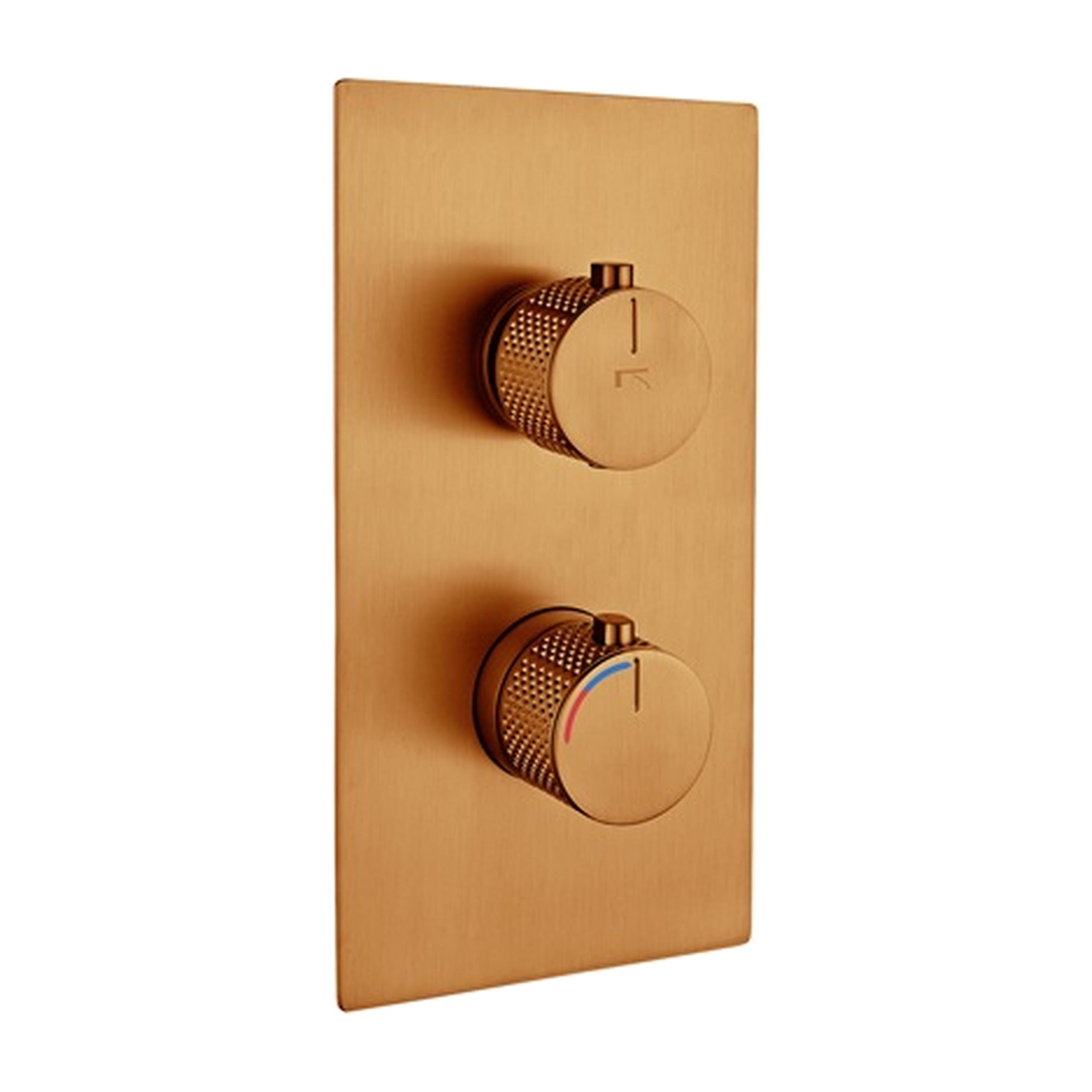Brass thermostatic diverter with 3 outlets in rose gold