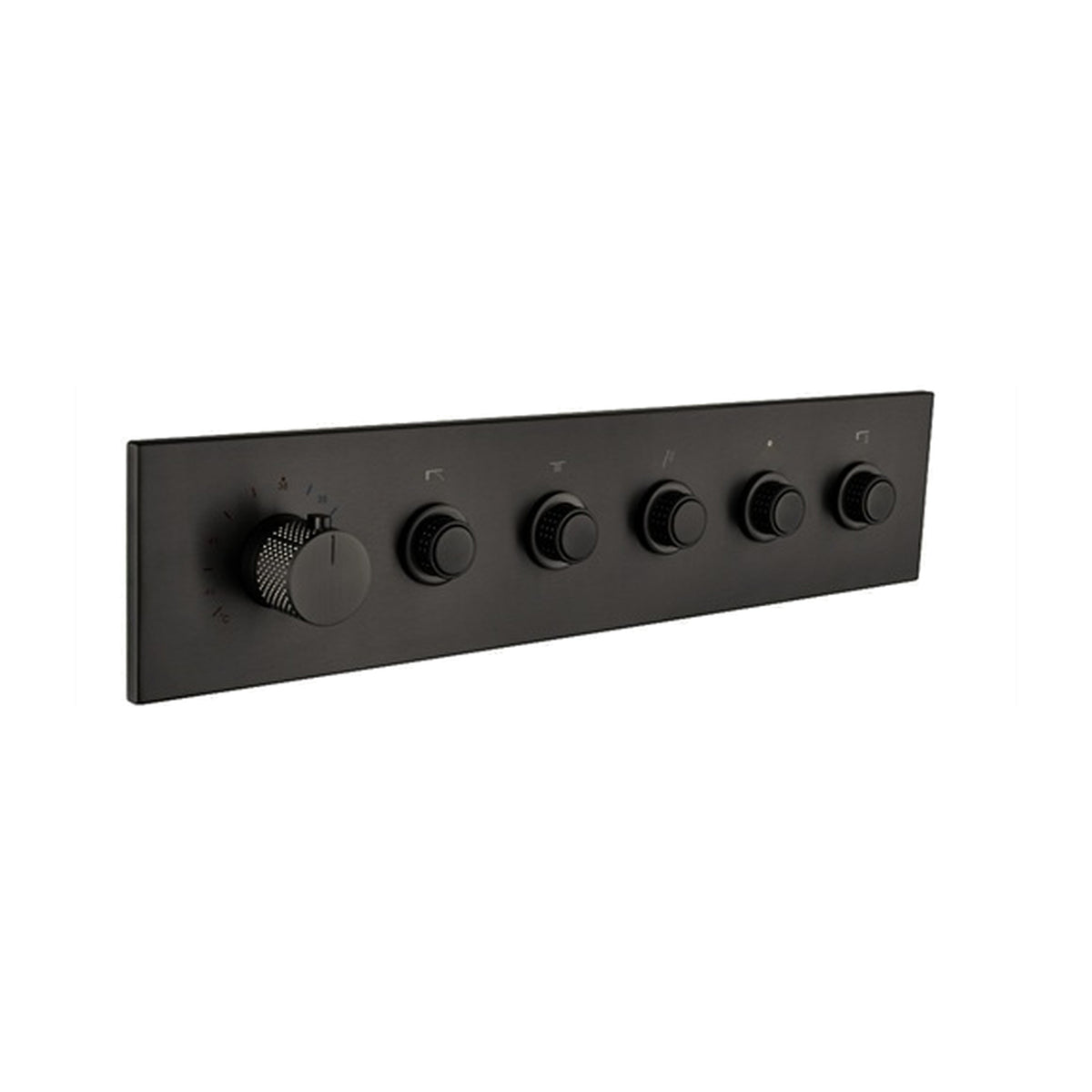 Brass thermostatic diverter with 5 outlets in matt black