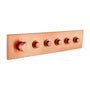 Brass thermostatic diverter with 5 outlets in rose gold