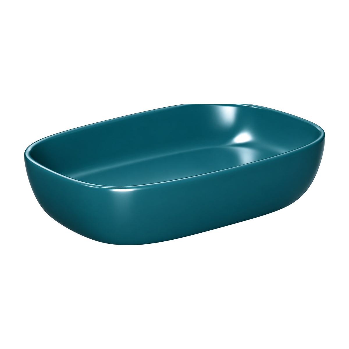 Crystal table top basin in peacock green