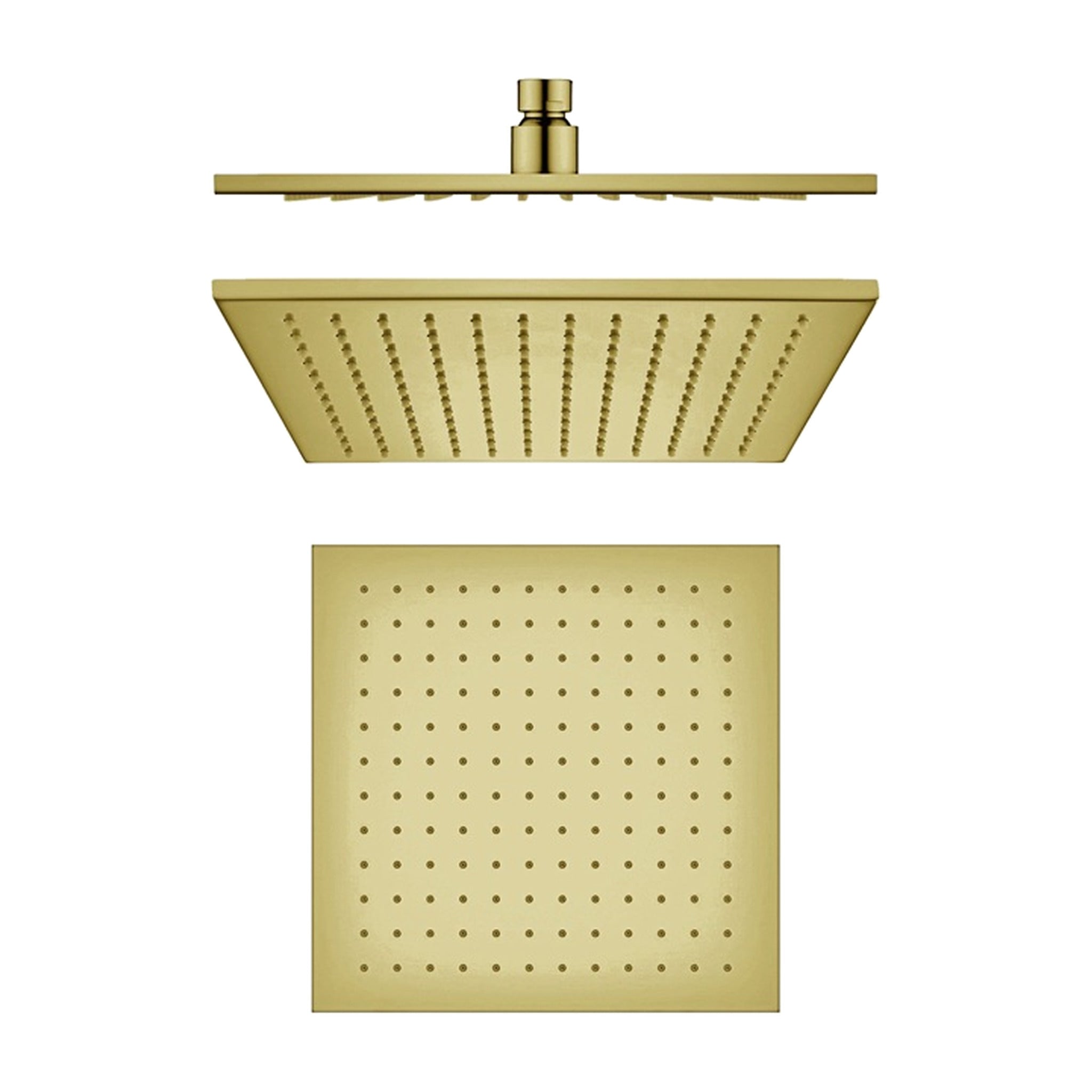 Oren 10 x 10 inch brass overhead shower in brush gold