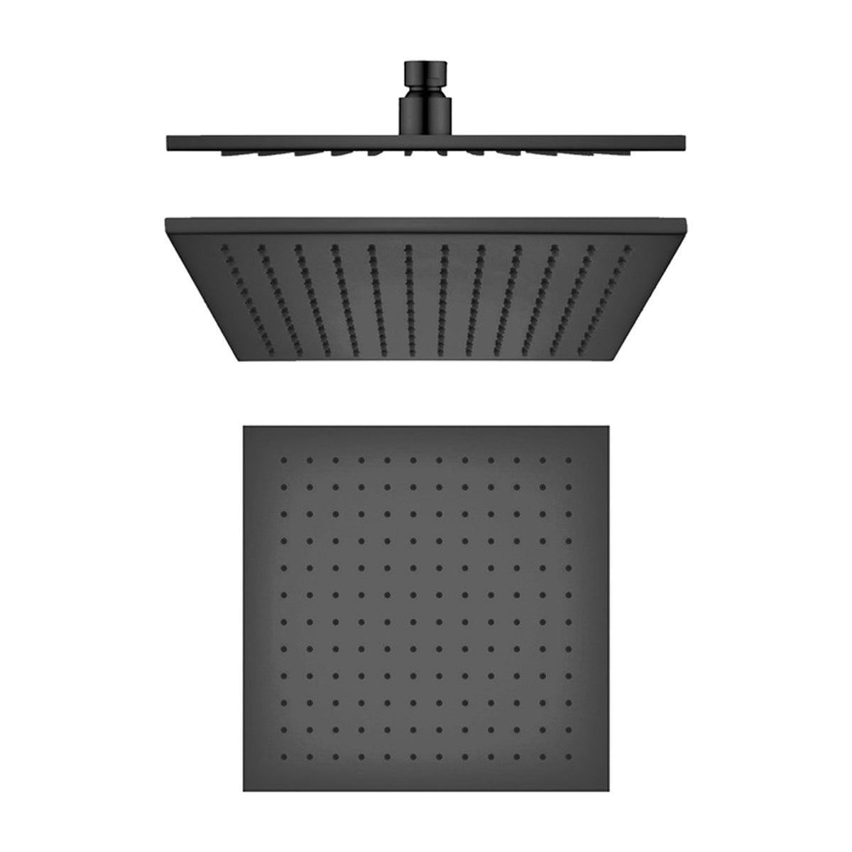 Oren 10 x 10 inch brass overhead shower in matt black