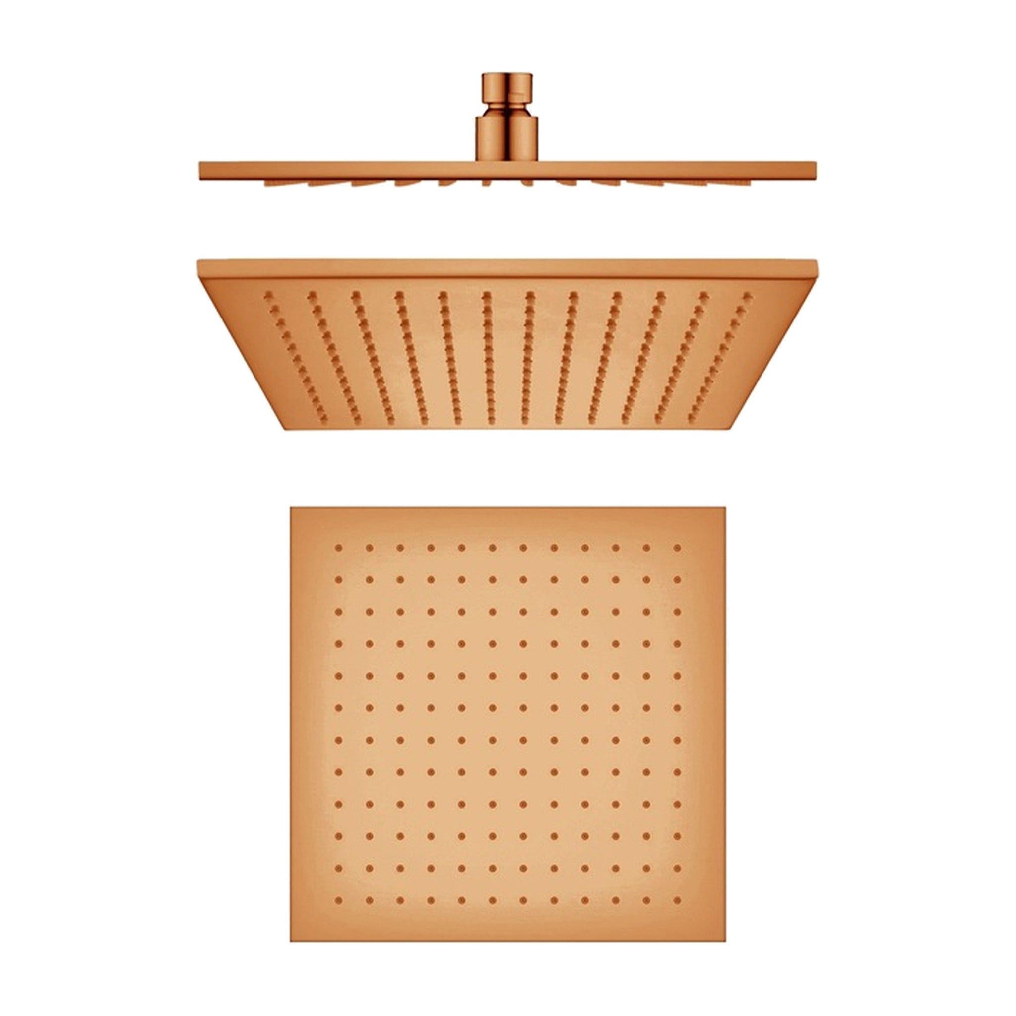Oren 10 x 10 inch brass overhead shower in rose gold