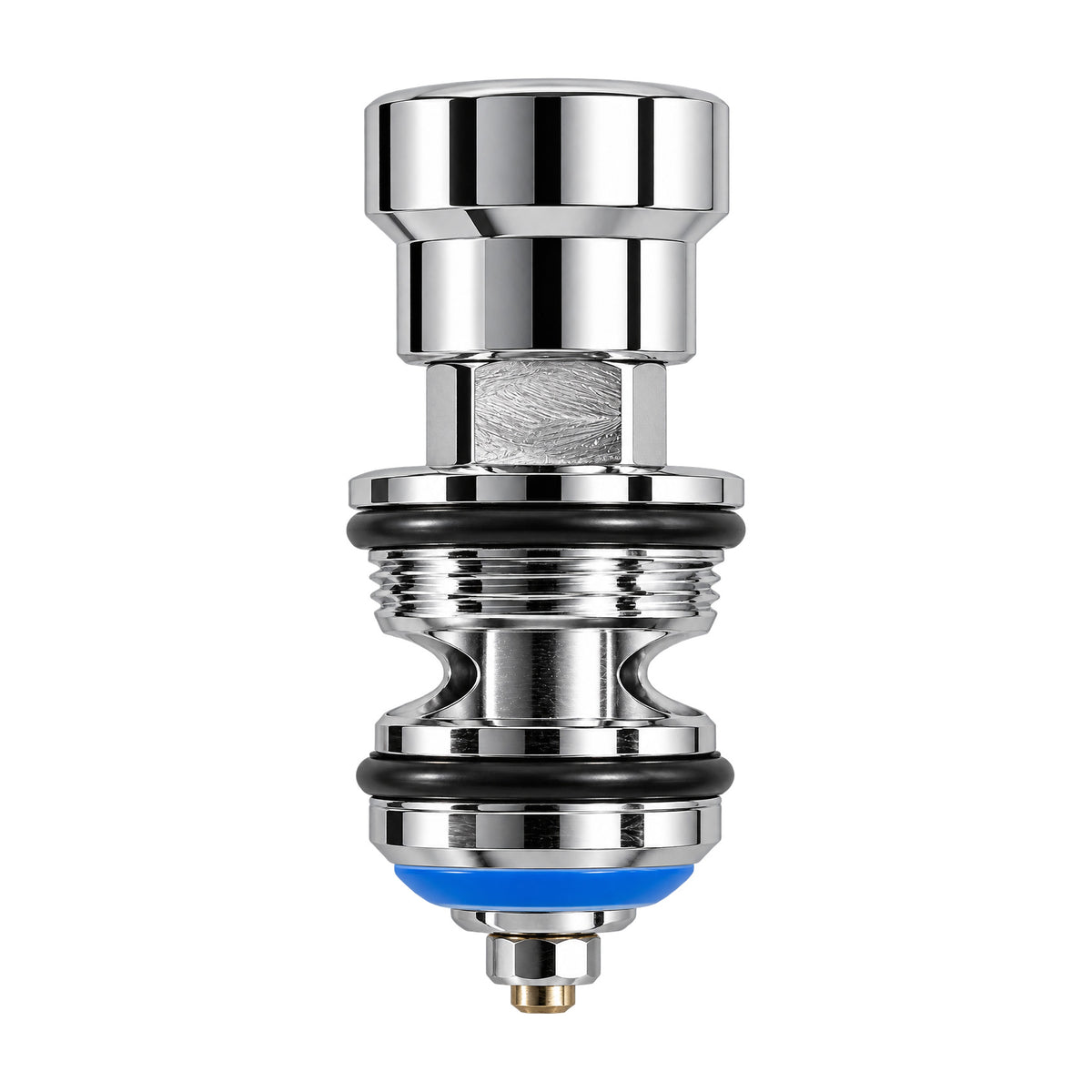 Chrome push button for a 3-in-1 wall mixer