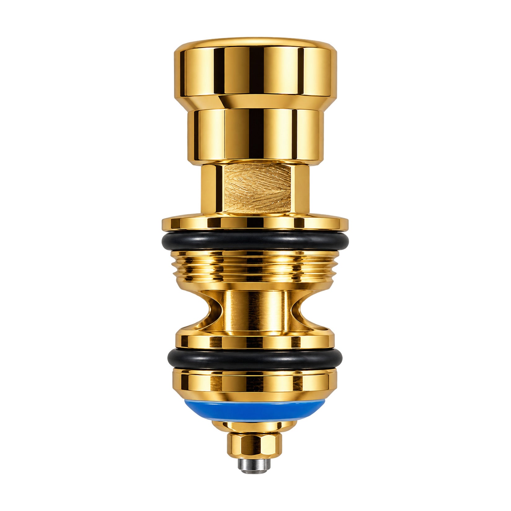 Gold push button for a 3-in-1 wall mixer