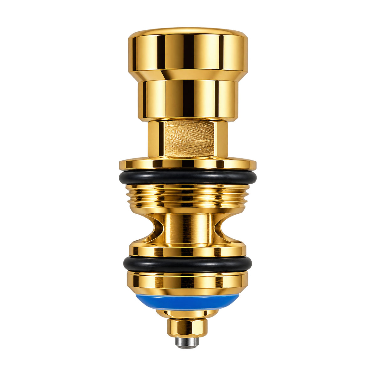 Gold push button for a 3-in-1 wall mixer
