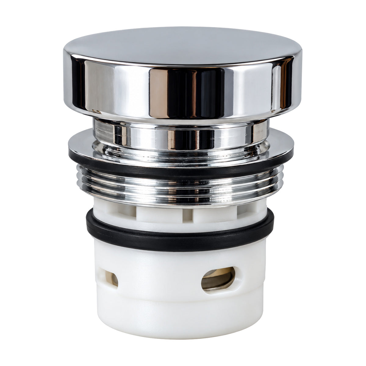 Chrome auto-closing spindle for push P/C fittings