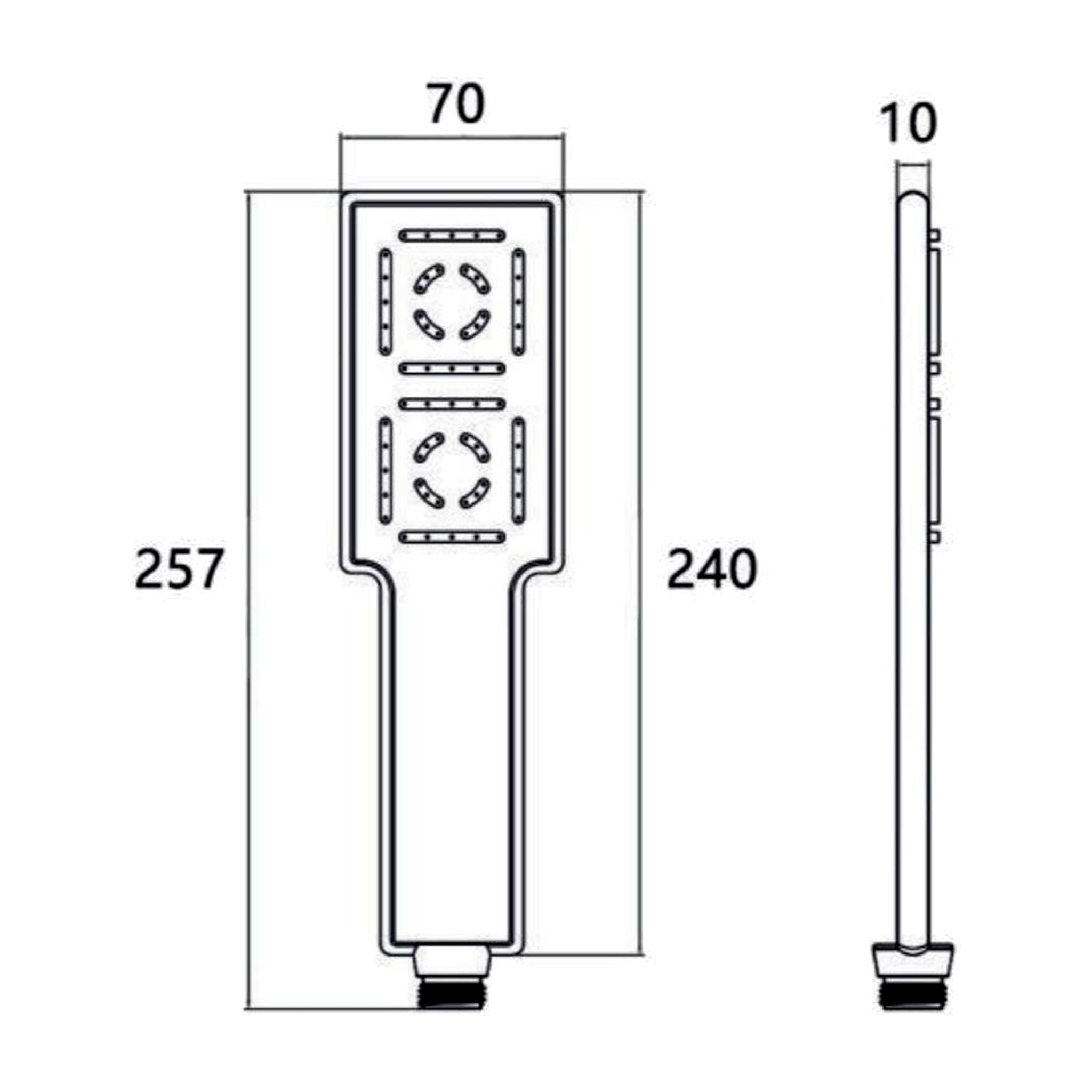 Dimension drawing of the Rovix brass hand shower