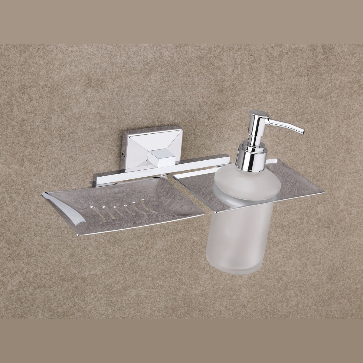 SPARK SOAP DISH WITH LIQUID SOAP DISPENSER CHROME-B1894