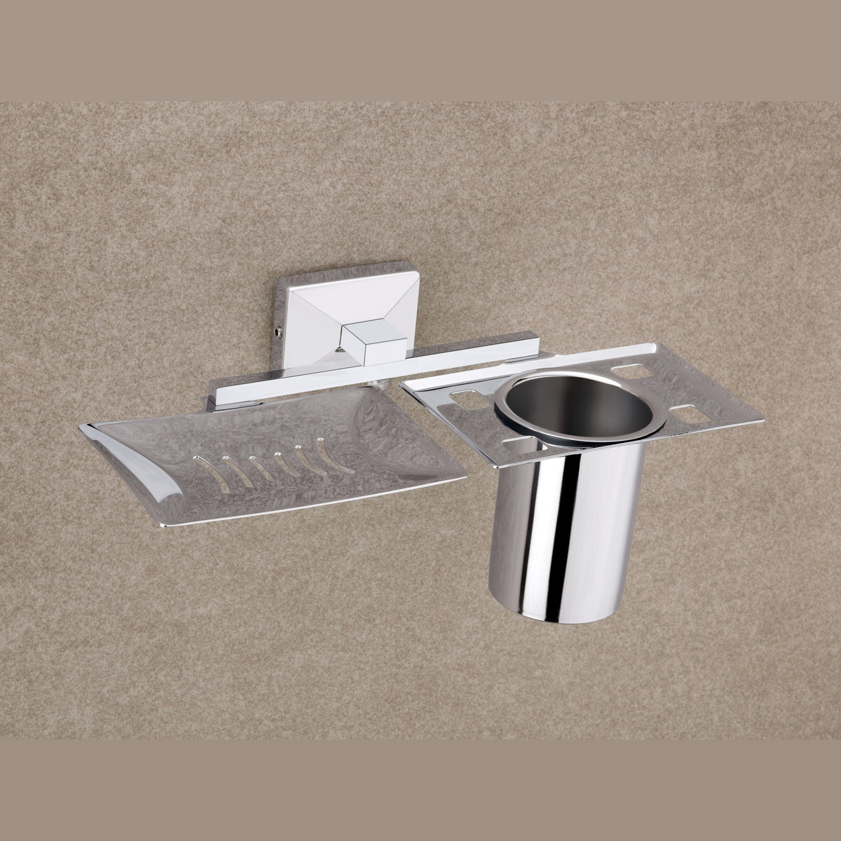 SPARK SOAP DISH WITH TUMBLER HOLDER CHROME-B1893